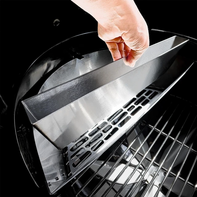 Alt view image 3 of 7 - Deluxe Charcoal Basket Insert for 22" Weber Kettle Grills Patented Stainless Steel Two-Zone Cooking Accessory with Removable Water Reservoir for Low & Slow Smoking and Searing