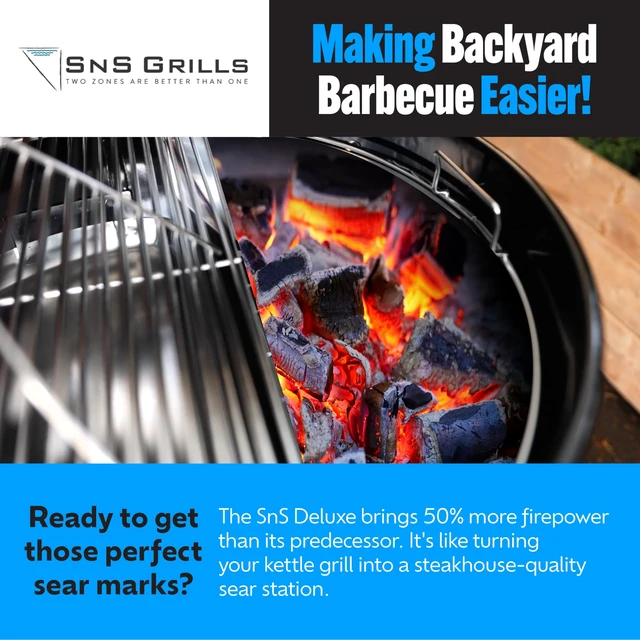 Alt view image 5 of 7 - Deluxe Charcoal Basket Insert for 22" Weber Kettle Grills Patented Stainless Steel Two-Zone Cooking Accessory with Removable Water Reservoir for Low & Slow Smoking and Searing