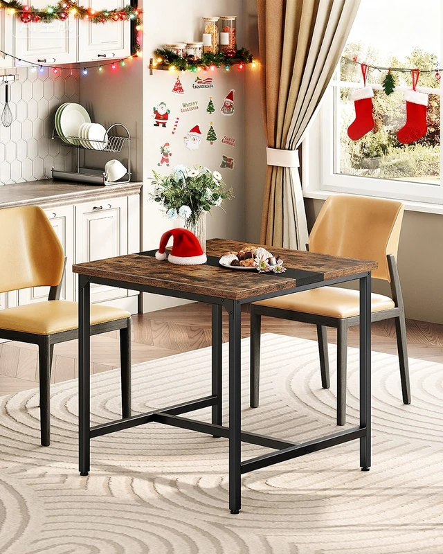 Alt view image 2 of 7 - Square Kitchen Dining Table, 29.5'' Dining Table, Small Dining Tables, Writing Desk, Coffee Tables, for Restaurant, Living Room, Apartment, Rustic Brown and Black TCZ02BF