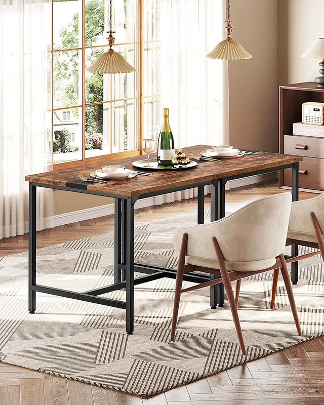 Alt view image 3 of 7 - Square Kitchen Dining Table, 29.5'' Dining Table, Small Dining Tables, Writing Desk, Coffee Tables, for Restaurant, Living Room, Apartment, Rustic Brown and Black TCZ02BF