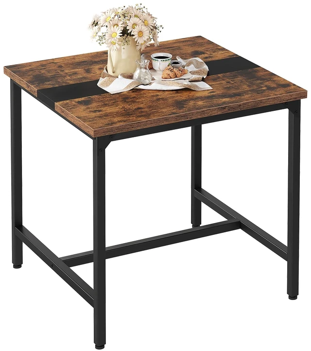 Main image of Square Kitchen Dining Table, 29.5'' Dining Table, Small Dining Tables, Writing Desk, Coffee Tables, for Restaurant, Living Room, Apartment, Rustic Brown and Black TCZ02BF