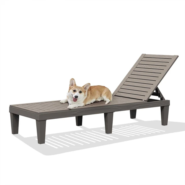 Main image of Outdoor Chaise Lounge,Resin Pool Lounge Chair Waterproof Recliner, Taupe
