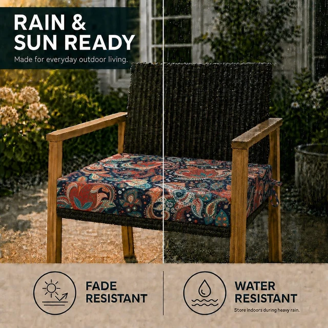 Alt view image 2 of 7 - Outdoor Chair Cushions, Set of 4, 24"*24"*4", Water Resistant, Boho