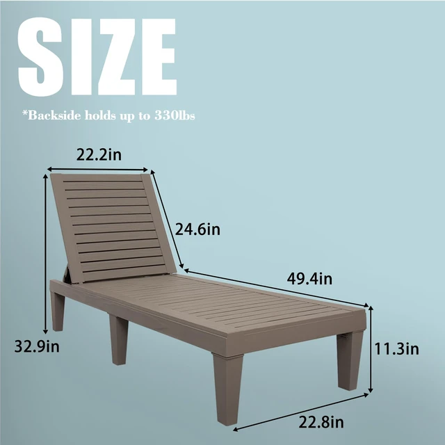 Alt view image 6 of 7 - Outdoor Chaise Lounge,Resin Pool Lounge Chair Waterproof Recliner, Taupe