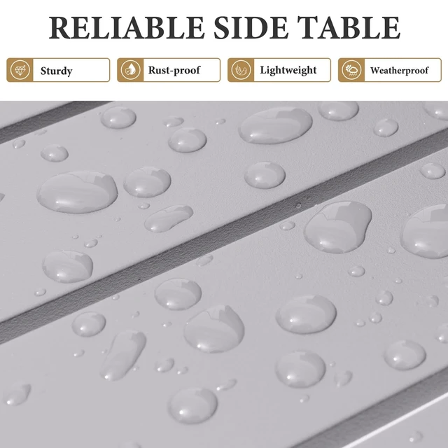 Alt view image 5 of 7 - Aluminum Outdoor Side Table Set of 2, Pool Lounge Chair Side Table, Weather Resistant Small Square Coffee End Table for Patio, Yard, Garden, Porch, Deck, Outdoor