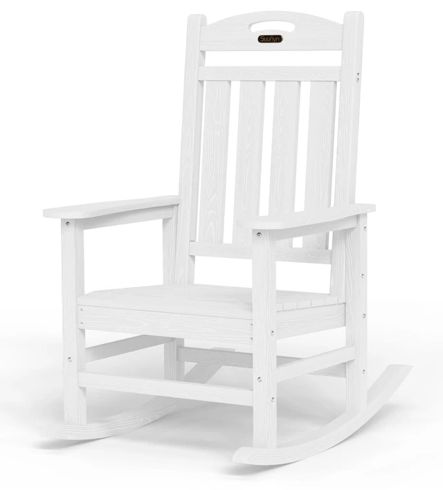 Main image of Outdoor Rocking Chair, HDPE Patio Rocking Chair, All Weather,White | Relax in Every Gentle Rock,Create Comfort Wherever You Love,Enjoy Your Me Time,Withstand Changing Seasons,Timeless Style