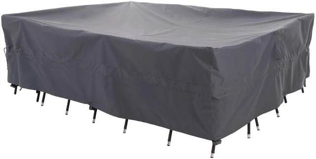 Main image of Outdoor Sectional Furniture Set Cover, 126W x 84D x 31H in, Grey | Large Rectangular, Waterproof, Dining Table Cover, Wind Resistant, Patented Mid-Cinch