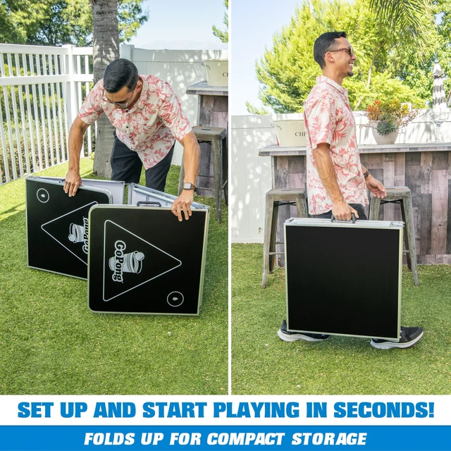 Alt view image 4 of 6 - 8 Foot Portable Beer Pong / Tailgate Tables (Black, Football, American Flag, or Custom Dry Erase)