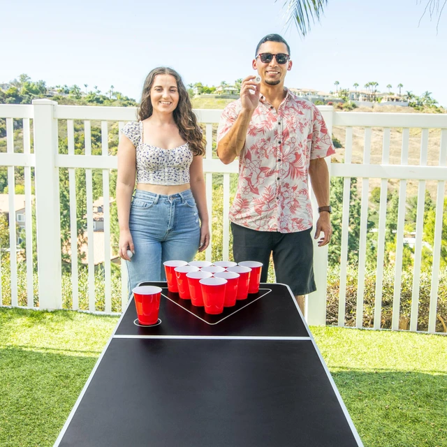 Alt view image 5 of 6 - 8 Foot Portable Beer Pong / Tailgate Tables (Black, Football, American Flag, or Custom Dry Erase)