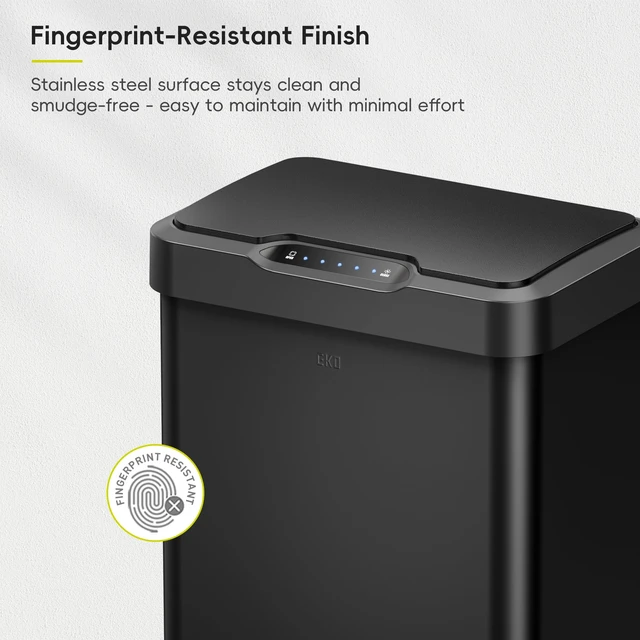 Alt view image 3 of 7 - Mirage-T 50 Liter / 13.2 Gallon Touchless Rectangular Motion Sensor Trash Can or Recycling Bin, Brushed Stainless Steel Finish (Matte Black)
