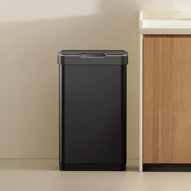 Alt view image 6 of 7 - Mirage-T 50 Liter / 13.2 Gallon Touchless Rectangular Motion Sensor Trash Can or Recycling Bin, Brushed Stainless Steel Finish (Matte Black)