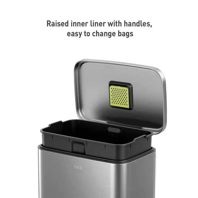 Alt view image 2 of 7 - Madison Matte Stainless 50 Liter/13.2 Gallon Step Trash Can w/Inner Liner - Fingerprint Resistant Finish