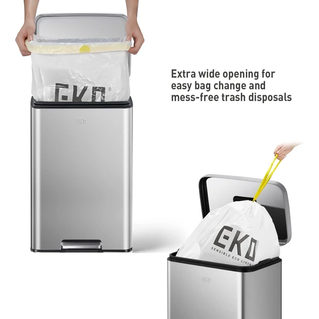 Alt view image 4 of 7 - Madison Matte Stainless 50 Liter/13.2 Gallon Step Trash Can w/Inner Liner - Fingerprint Resistant Finish