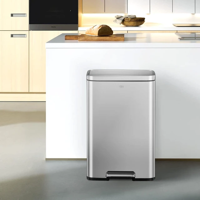 Alt view image 7 of 7 - Madison Matte Stainless 50 Liter/13.2 Gallon Step Trash Can w/Inner Liner - Fingerprint Resistant Finish