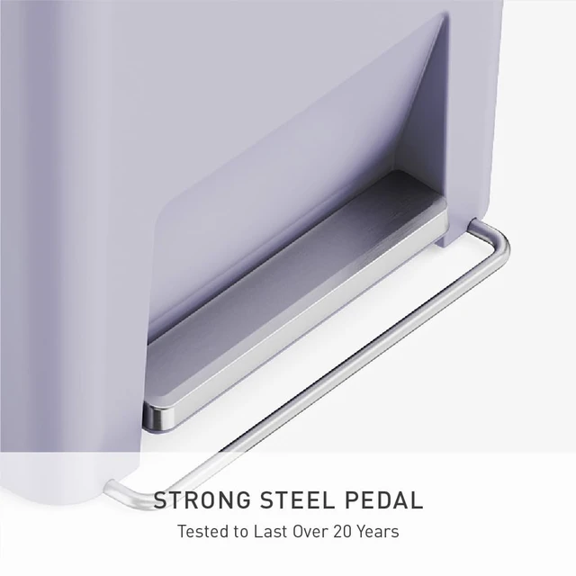 Alt view image 3 of 6 - Hybrid Step Can, 45L / 12 Gallon Rectangular Kitchen Trash Can, Studio Edition, Liner Rim System, Liner Pocket®, 150,000-Step Pedal, Lid Shox® Silent Close, Lilac Plastic