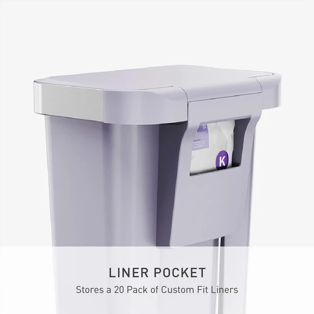 Alt view image 5 of 6 - Hybrid Step Can, 45L / 12 Gallon Rectangular Kitchen Trash Can, Studio Edition, Liner Rim System, Liner Pocket®, 150,000-Step Pedal, Lid Shox® Silent Close, Lilac Plastic