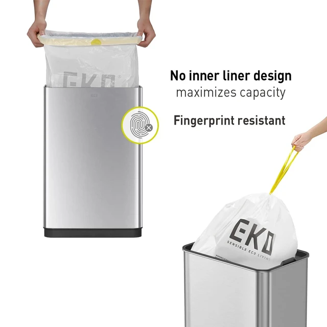Alt view image 4 of 7 - Mirage-T 50 Liter / 13.2 Gallon Touchless Rectangular Motion Sensor Trash Can or Recycling Bin, Brushed Stainless Steel Finish