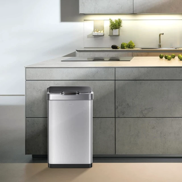 Alt view image 5 of 7 - Mirage-T 50 Liter / 13.2 Gallon Touchless Rectangular Motion Sensor Trash Can or Recycling Bin, Brushed Stainless Steel Finish