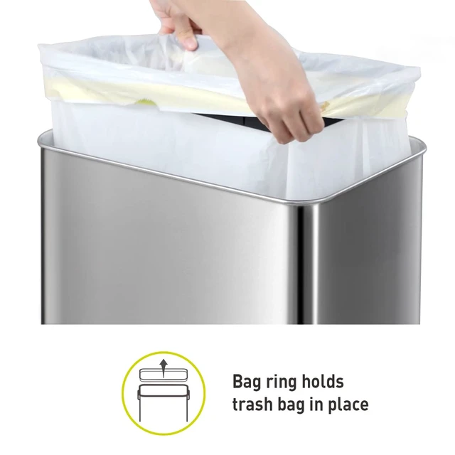 Alt view image 7 of 7 - Mirage-T 50 Liter / 13.2 Gallon Touchless Rectangular Motion Sensor Trash Can or Recycling Bin, Brushed Stainless Steel Finish