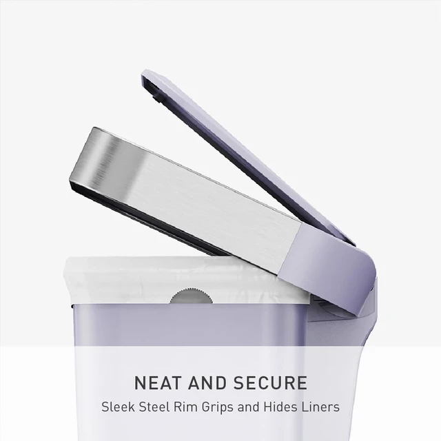 Alt view image 4 of 6 - Hybrid Step Can, 45L / 12 Gallon Rectangular Kitchen Trash Can, Studio Edition, Liner Rim System, Liner Pocket®, 150,000-Step Pedal, Lid Shox® Silent Close, Lilac Plastic
