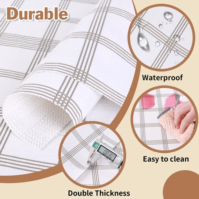 Alt view image 3 of 7 - Drawer and Shelf Liner for Kitchen Cabinet: 23.6 in X 30 Ft Non Slip | Waterproof Shelf Paper Non Adhesive Refrigerator Liners White Square Easy Liners for Bathroom Cupboard
