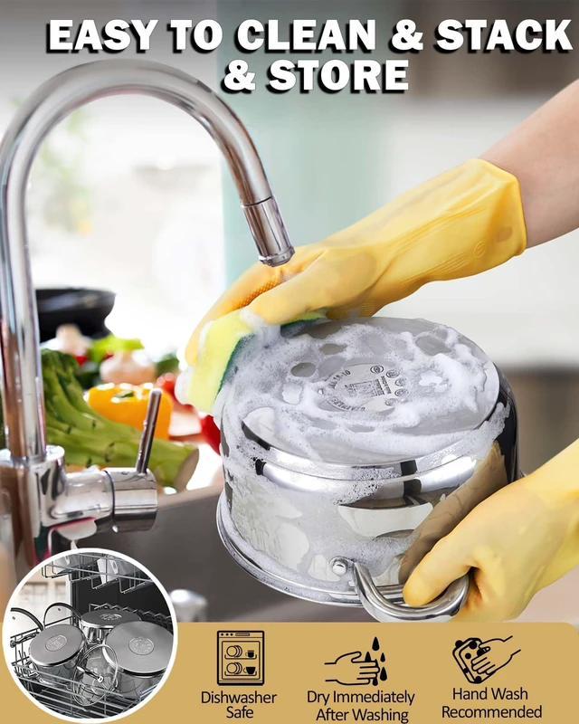 Alt view image 7 of 7 - Kitchen Cookware Sets, 12-Piece Basic Stainless Steel Pots and Pans, Silver