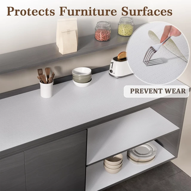 Alt view image 7 of 7 - Shelf Liner for Kitchen Cabinets and Drawers, 24" x 360" White | Non-Adhesive Design, Waterproof & Non-Slip Protection, Easy Cut to Fit, Washable and Reusable, Pantry Storage