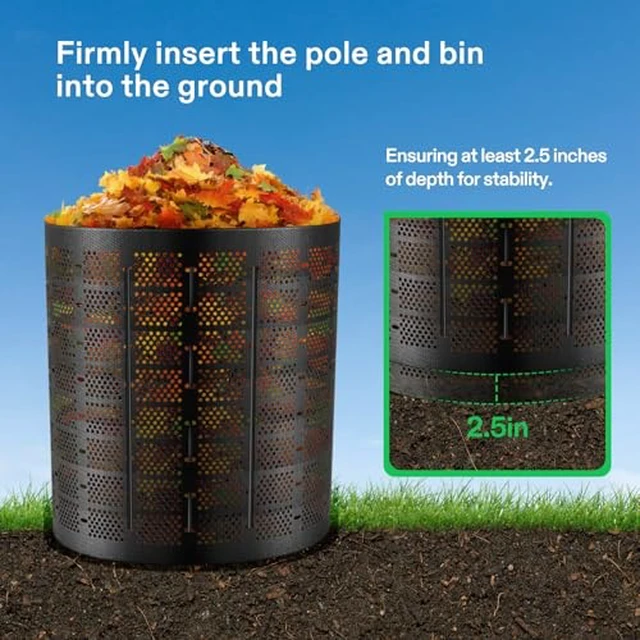 Alt view image 7 of 7 - 500 Gallon Outdoor Compost Bin, Expandable Composter, Easy to Setup & Large Capacity for Backyard, Lawn (Black with Gloves) (Pack of 2)