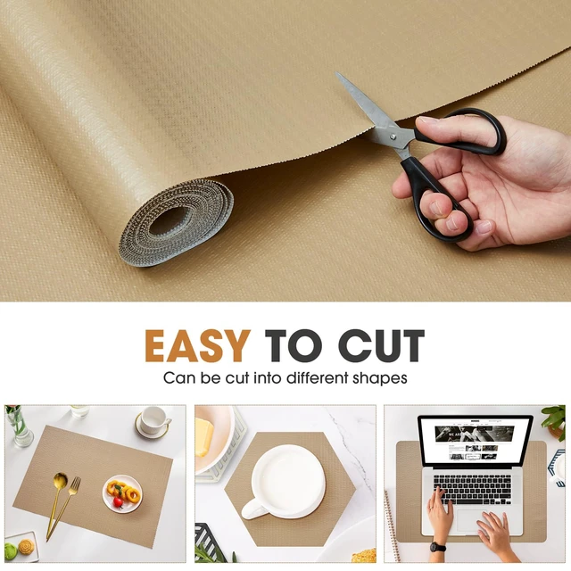 Alt view image 4 of 7 - Drawer and Shelf Liner for Kitchen Cabinets, Beige, 24IN X 30FT | Non-Adhesive, Decorative, Easy to Cut, Non-Slip, Waterproof, Surface Protection, Cupboard, Bathroom, Closets