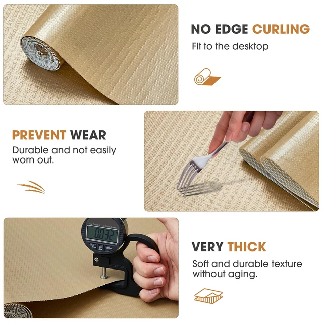 Alt view image 6 of 7 - Drawer and Shelf Liner for Kitchen Cabinets, Beige, 24IN X 30FT | Non-Adhesive, Decorative, Easy to Cut, Non-Slip, Waterproof, Surface Protection, Cupboard, Bathroom, Closets