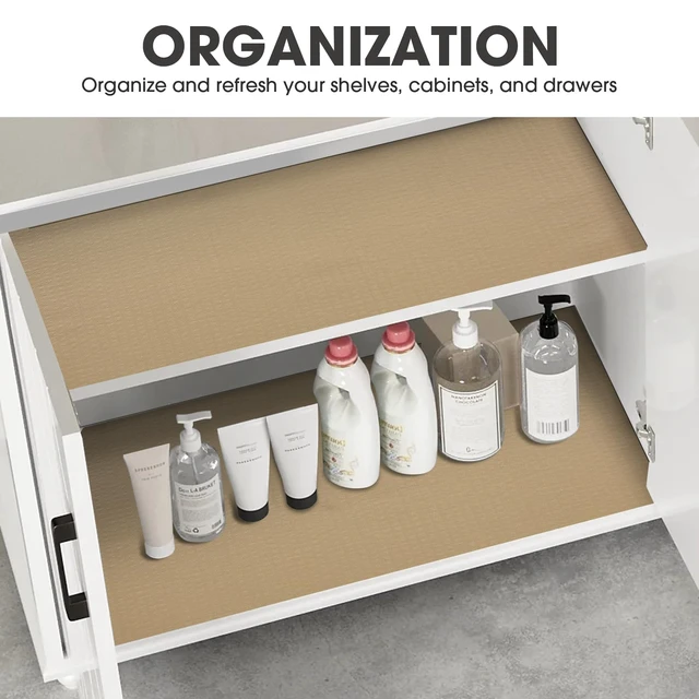 Alt view image 7 of 7 - Drawer and Shelf Liner for Kitchen Cabinets, Beige, 24IN X 30FT | Non-Adhesive, Decorative, Easy to Cut, Non-Slip, Waterproof, Surface Protection, Cupboard, Bathroom, Closets