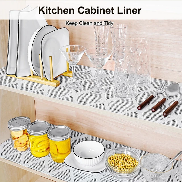 Alt view image 5 of 7 - Drawer and Shelf Liner for Kitchen Cabinet Non-Adhesive 24in x 30FT | Waterproof Washable Contact Paper Liner Thickened Non-Slip Mat for Cupboard Pantry Durable Shelves Protector Easy to Cut