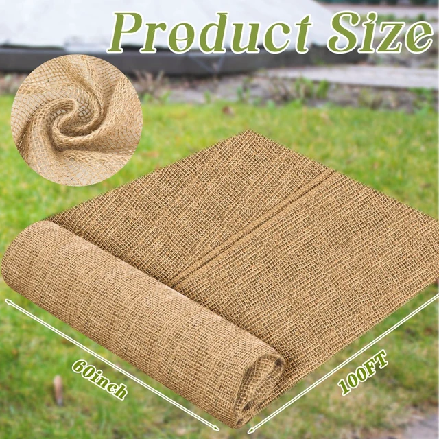 Alt view image 2 of 7 - 1 Pack 60 Inch X 100 ft Burlap Fabrics Roll Natural Jute Garden | Multipurpose Landscape Fabric, Burlap by the Yard, High Density, for Tree Wrap DIY Craft Indoor Outdoor Plant Cover Weed