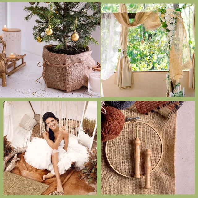 Alt view image 6 of 7 - 1 Pack 60 Inch X 100 ft Burlap Fabrics Roll Natural Jute Garden | Multipurpose Landscape Fabric, Burlap by the Yard, High Density, for Tree Wrap DIY Craft Indoor Outdoor Plant Cover Weed