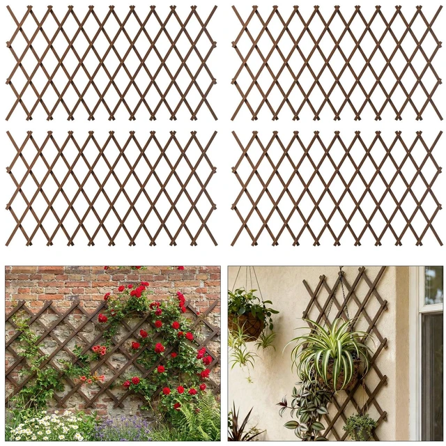 Main image of Plant Trellis Outdoor, 38" x 89" Expandable Wooden Lattice 4PCS | Wooden Lattice for Ivy, Rose, Clematis & Vines, Indoor & Outdoor Wall Decor for Patio, Balcony, Garden, Porch & Home