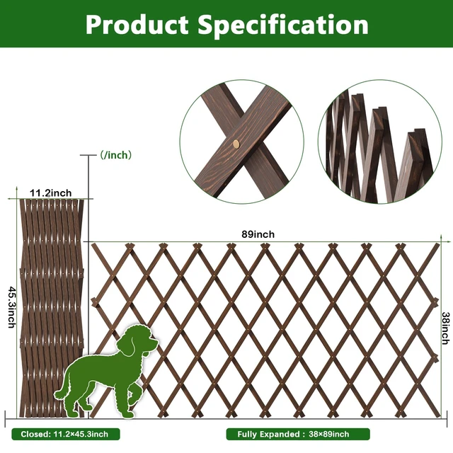 Alt view image 2 of 7 - Plant Trellis Outdoor, 38" x 89" Expandable Wooden Lattice 4PCS | Wooden Lattice for Ivy, Rose, Clematis & Vines, Indoor & Outdoor Wall Decor for Patio, Balcony, Garden, Porch & Home