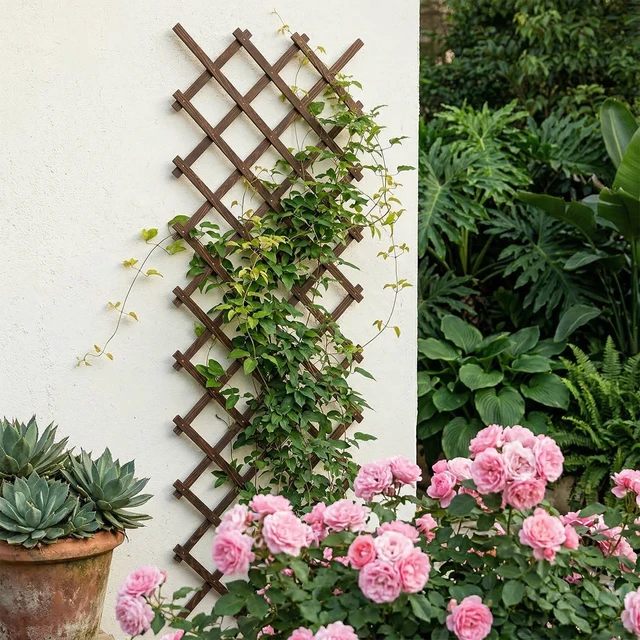 Alt view image 4 of 7 - Plant Trellis Outdoor, 38" x 89" Expandable Wooden Lattice 4PCS | Wooden Lattice for Ivy, Rose, Clematis & Vines, Indoor & Outdoor Wall Decor for Patio, Balcony, Garden, Porch & Home