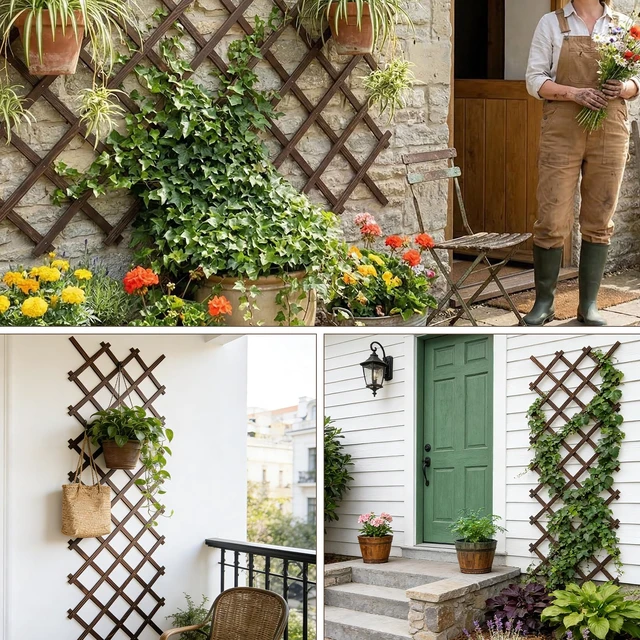 Alt view image 5 of 7 - Plant Trellis Outdoor, 38" x 89" Expandable Wooden Lattice 4PCS | Wooden Lattice for Ivy, Rose, Clematis & Vines, Indoor & Outdoor Wall Decor for Patio, Balcony, Garden, Porch & Home
