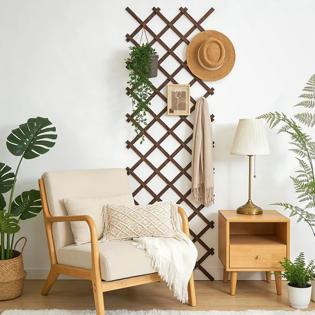 Alt view image 6 of 7 - Plant Trellis Outdoor, 38" x 89" Expandable Wooden Lattice 4PCS | Wooden Lattice for Ivy, Rose, Clematis & Vines, Indoor & Outdoor Wall Decor for Patio, Balcony, Garden, Porch & Home