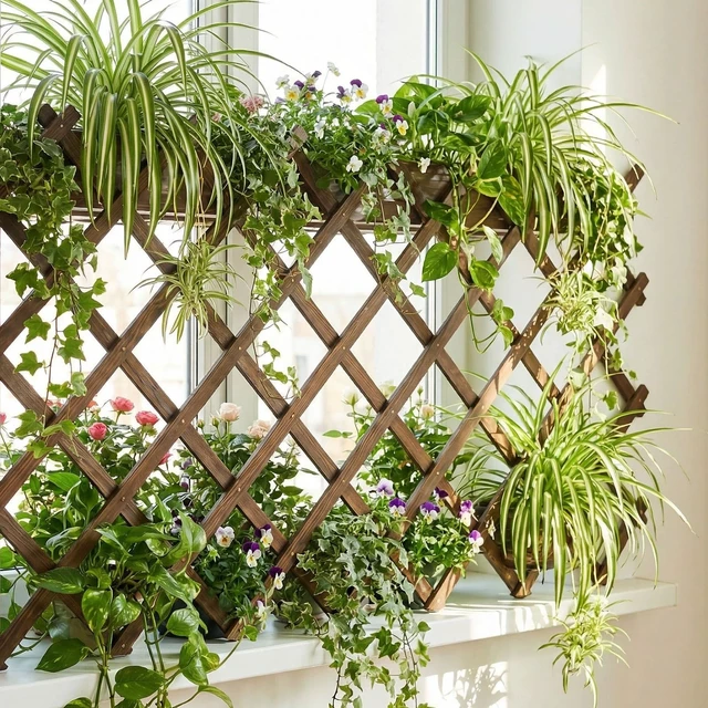 Alt view image 7 of 7 - Plant Trellis Outdoor, 38" x 89" Expandable Wooden Lattice 4PCS | Wooden Lattice for Ivy, Rose, Clematis & Vines, Indoor & Outdoor Wall Decor for Patio, Balcony, Garden, Porch & Home