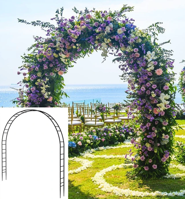 Main image of Extra Large Garden Arch 7.2Ft Wide 9.2Ft High, Black | Wedding Arch for Ceremony, Outdoor Garden Trellis for Climbing Plant, Metal Balloon Arches Backdrop Stand with Prongs Base