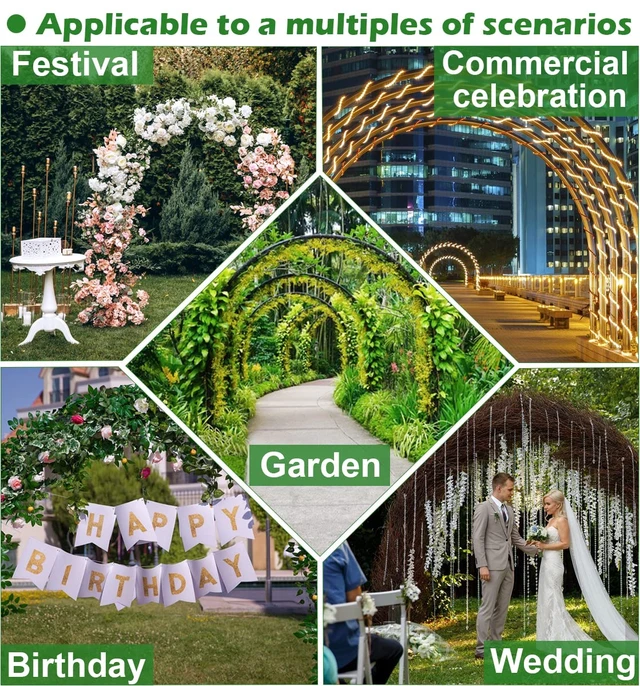 Alt view image 4 of 6 - Extra Large Garden Arch 7.2Ft Wide 9.2Ft High, Black | Wedding Arch for Ceremony, Outdoor Garden Trellis for Climbing Plant, Metal Balloon Arches Backdrop Stand with Prongs Base