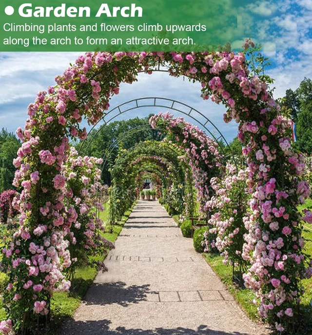 Alt view image 6 of 6 - Extra Large Garden Arch 7.2Ft Wide 9.2Ft High, Black | Wedding Arch for Ceremony, Outdoor Garden Trellis for Climbing Plant, Metal Balloon Arches Backdrop Stand with Prongs Base
