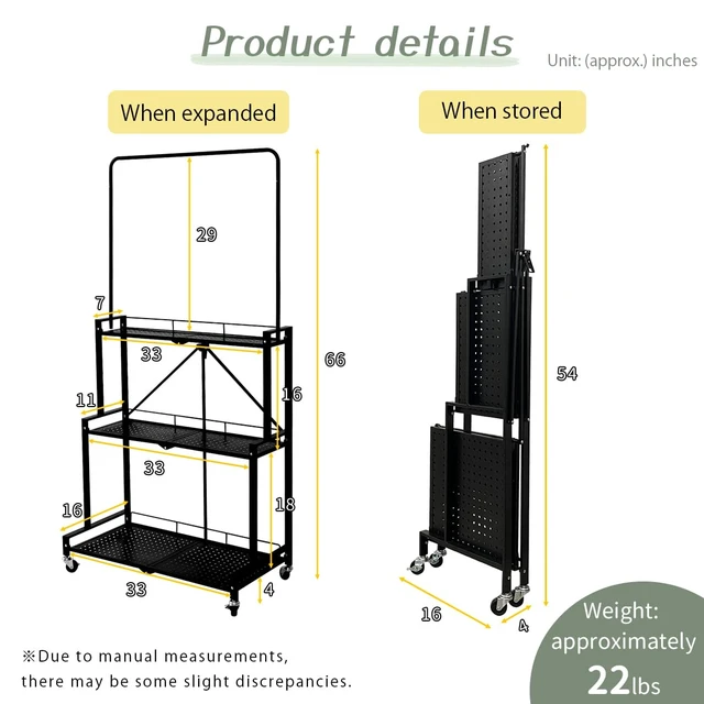 Alt view image 7 of 7 - Foldable 4-Tier Plant Stand With Wheels Indoor Outdoor Black | Hanging Plant Shelf No Assembly Required Pot Placement Area Sturdy Fall Prevention Storage Shelf Flower Pot Stand