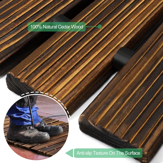 Alt view image 6 of 7 - 12' Wooden Garden Pathway,Weather-Resistant Roll Out Cedar Walkway,Outdoor Patio Wood Foot Path,Decorative Garden Boardwalk Walkways,Flooring Path Sidewalk for Lawns Backyard Beach Wedding