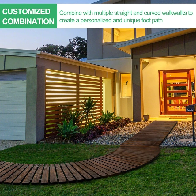 Alt view image 7 of 7 - 12' Wooden Garden Pathway,Weather-Resistant Roll Out Cedar Walkway,Outdoor Patio Wood Foot Path,Decorative Garden Boardwalk Walkways,Flooring Path Sidewalk for Lawns Backyard Beach Wedding