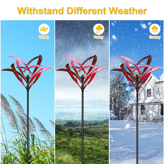 Alt view image 6 of 6 - Wind Spinner for Garden and Yard - Large Metal Kinetic Wind Sculptures Yard Art Outdoor (Crimson Magnolia)