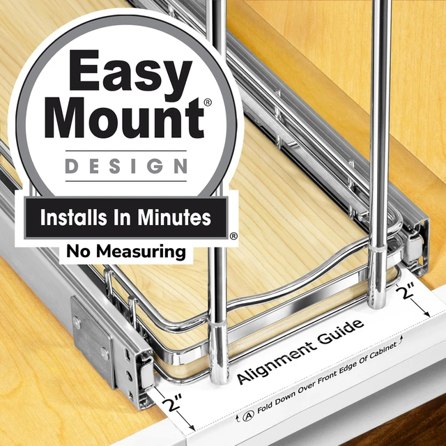 Alt view image 2 of 6 - Élite 3-Tier Spice Rack Organizer Cabinet, Pull Out Spice Rack | 6 x 21" Élite wood and chrome 2-Tier pull-out spice rack organizer for bottles, jars and seasonings.
