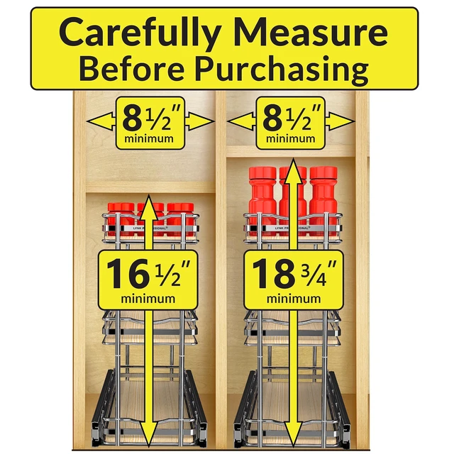 Alt view image 3 of 6 - Élite 3-Tier Spice Rack Organizer Cabinet, Pull Out Spice Rack | 6 x 21" Élite wood and chrome 2-Tier pull-out spice rack organizer for bottles, jars and seasonings.