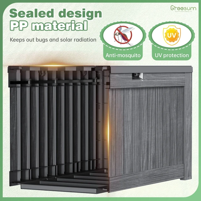 Alt view image 3 of 7 - Outdoor Storage Box 120 Gallon Storage Bin with Lid for Patio Furniture, Garden Tools, Pool Supplies, Lockable, Waterproof and UV Resistant, Gray